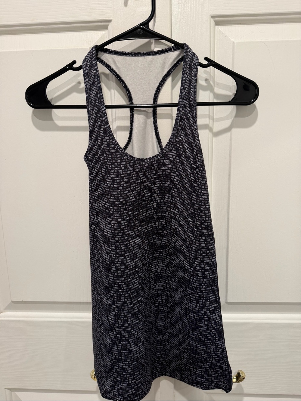 lululemon Black with white words cool Racerback Tank size 2